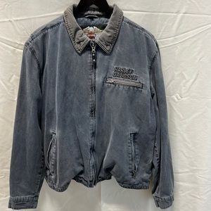 Harley Davidson Jean with flannel lining Bomber Jacket